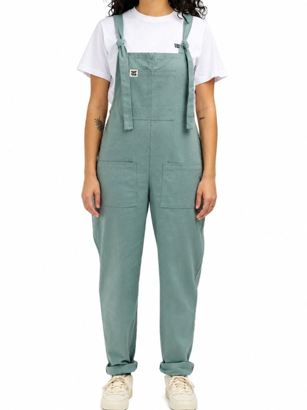 Lucy & Yak Womens Overalls Size 10 Sage Green Organic Cotton Tie Strap Dungarees